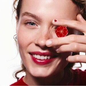 Chanel Red Camelia Pendant